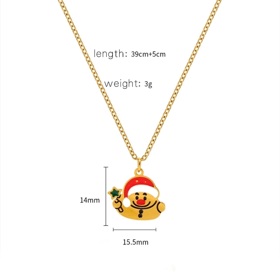 Jewelry Cute Christmas Hat Christmas Tree Christmas Socks Titanium Steel 18K Gold Plated Plating Pendant Necklace