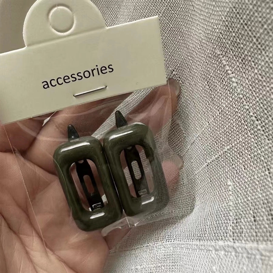 Personalized Girl Color Plastic Hairpin Advanced Design Sense Side Clip Hairpin a Pair of Hairclips Square Bang Clip Frog Buckle Bar Shaped Hair Clip Hairpin