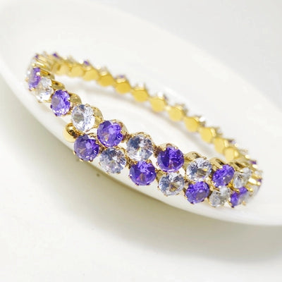 Elegant Solid Color 304 Stainless Steel 18K Gold Plated Zircon Bangle In Bulk