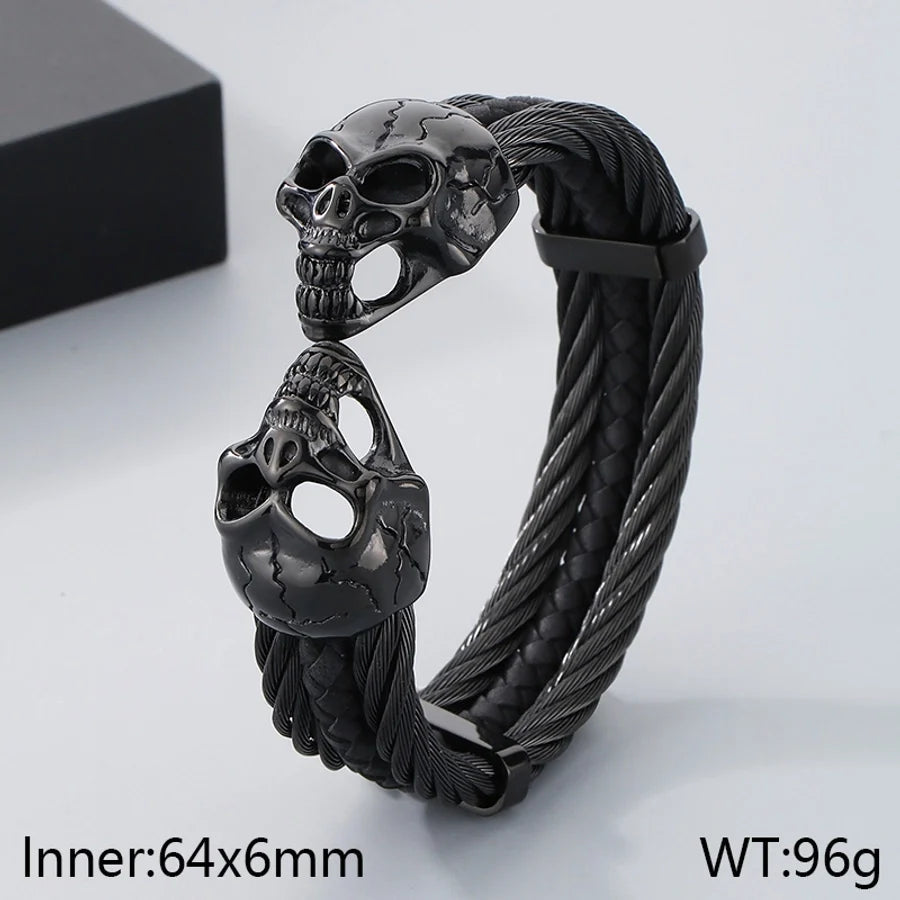 Business Lion's head Wolf Head Skull 304 Stainless Steel 18K Gold Plated Men's Bangle