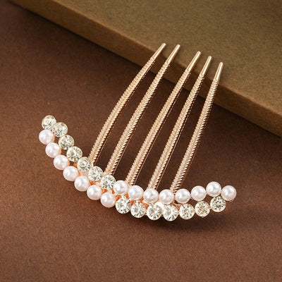 Korean fashion simple five-tooth rhinestone hair accessories pearl headdress travel accessories bride headdress hair