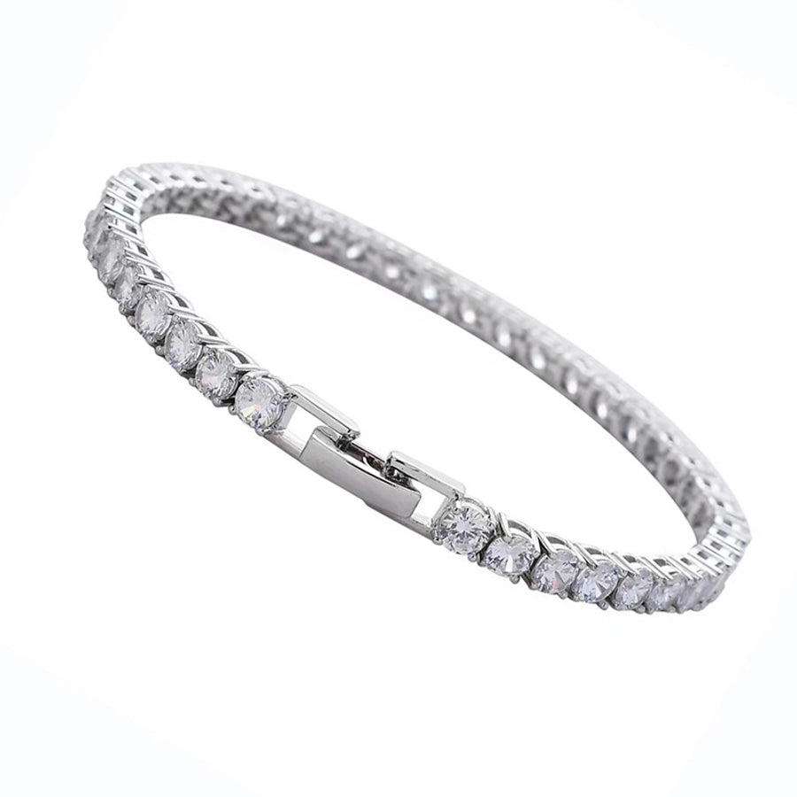 Classic Style Geometric Stainless Steel 18K Gold Plated Rose Gold Plated Zircon Tennis Bracelet In Bulk