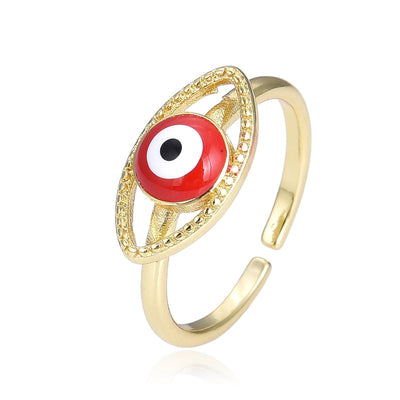 Copper Plating 18K Color Retention Drip Oval Eye Opening Ring