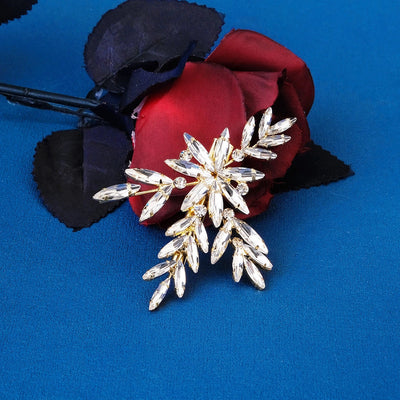 sweet simple style leaf alloy inlay rhinestones hair clip