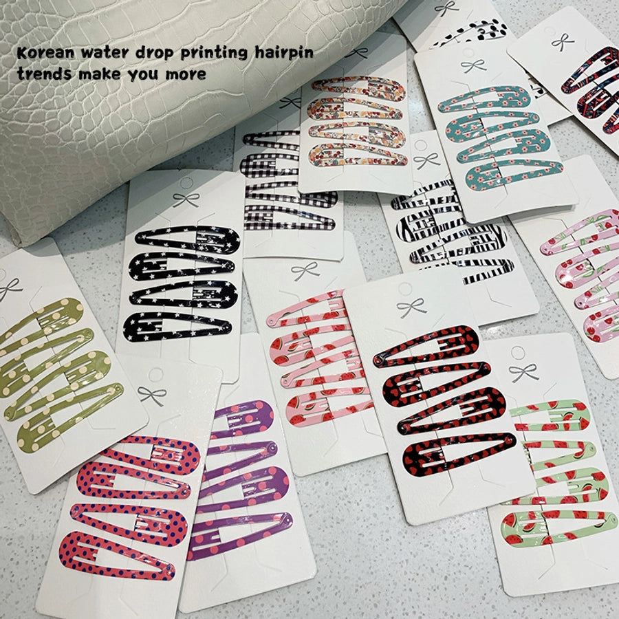 simple style water droplets metal plating hair clip 1 set