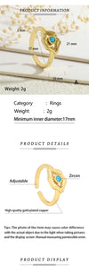 Copper Inlay Lips Devil's Eye Zircon Open Rings