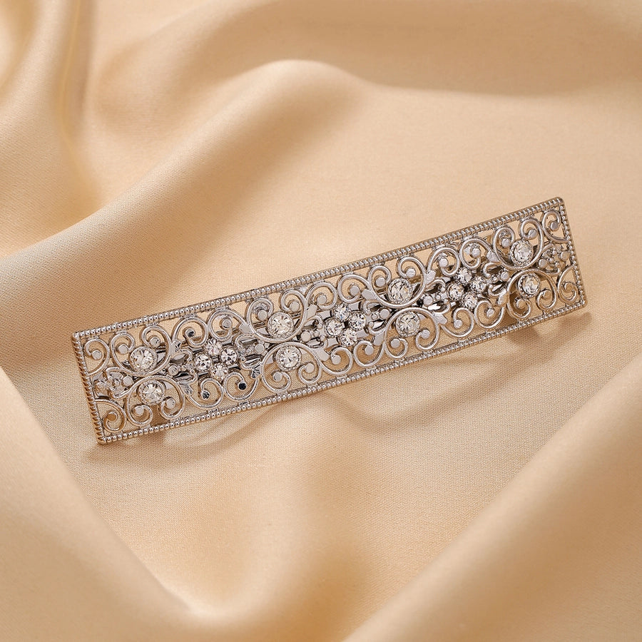 1 Metal Diamond Rectangular Pattern Hollow Spring Clip