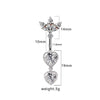 1 Piece Belly Rings Hip-Hop Sexy Heart Shape 316 Stainless Steel  Copper Plating Zircon White Gold Plated Gold Plated