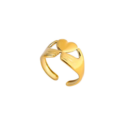 Jewelry Elegant Heart Shape Titanium Steel Open Rings