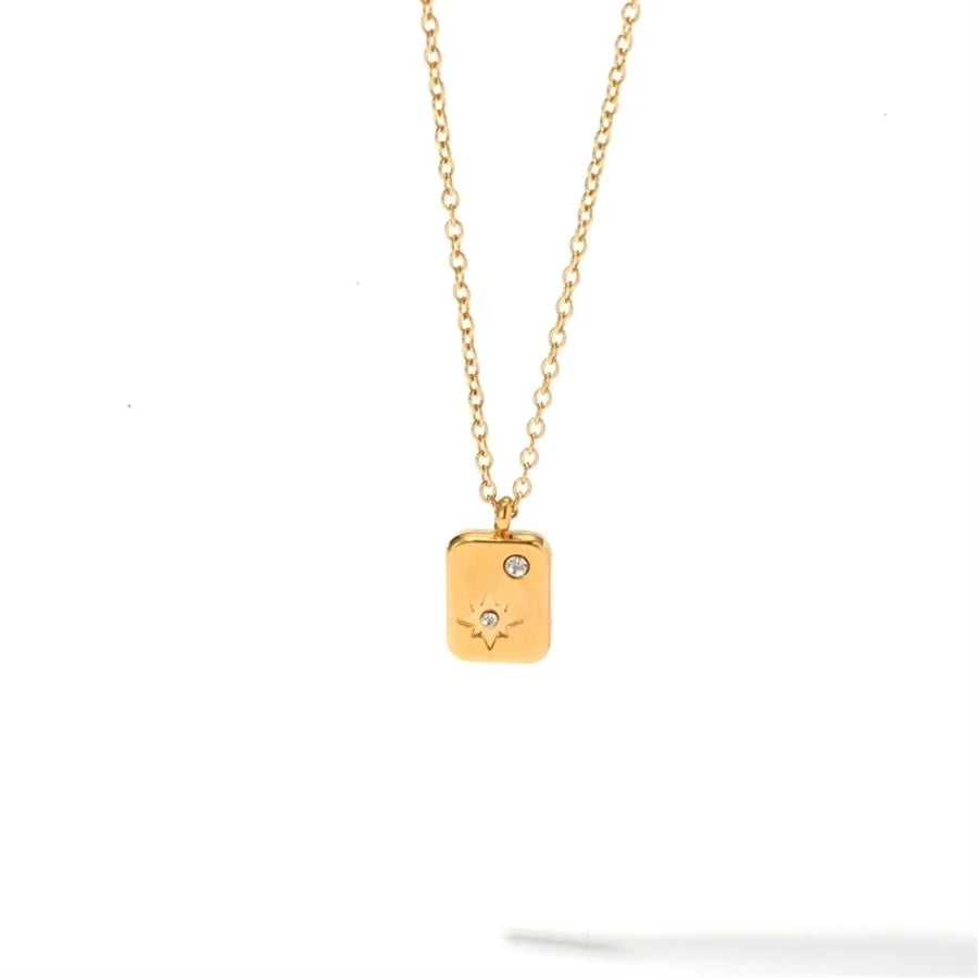 Jewelry Simple Style Classic Style Heart Shape 304 Stainless Steel Rhinestones Inlay Pendant Necklace