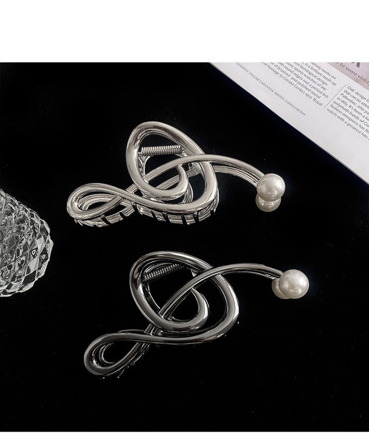 simple style notes alloy inlay pearl hair claws