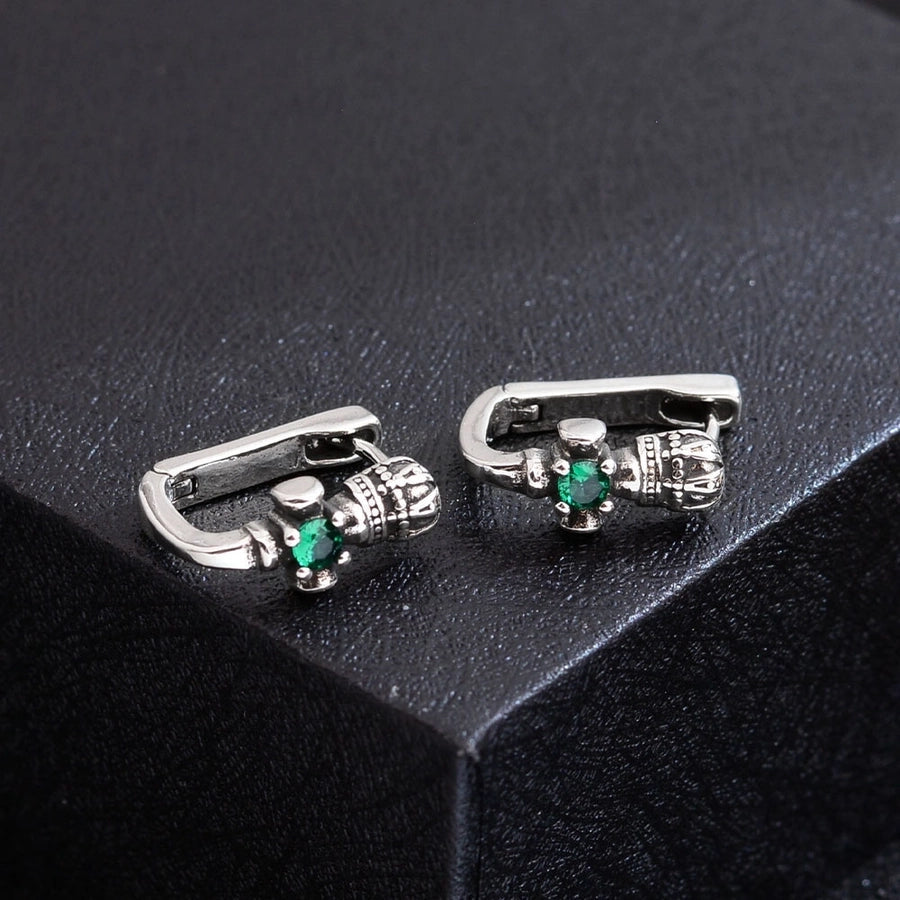 1 Pair Hip-Hop Crown Copper Zircon Earrings
