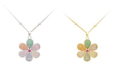 Copper Plating Flower Pendant Necklace