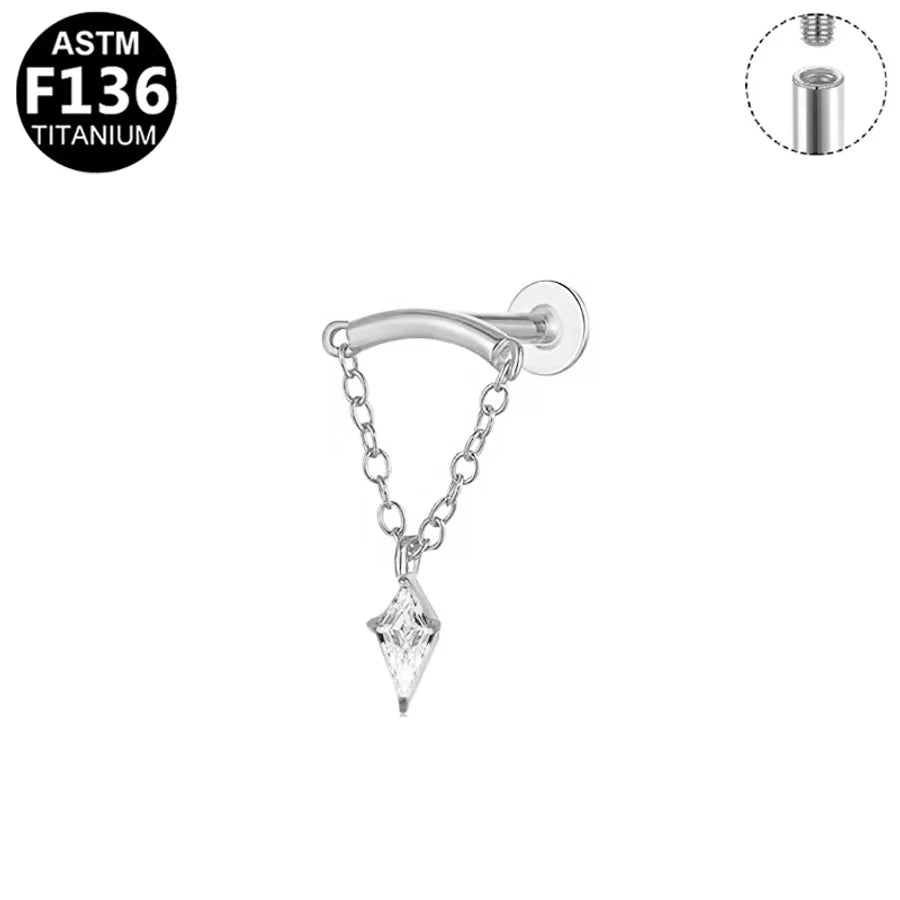 1 Piece Lip Rings Elegant Simple Style Artistic Geometric Pure Titanium Titanium Alloy Zircon 14K Gold Plated Silver Plated Lip Rings Ear Cartilage Rings & Studs