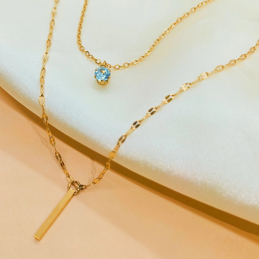 Jewelry Elegant Gem 304 Stainless Steel Pendant Necklace