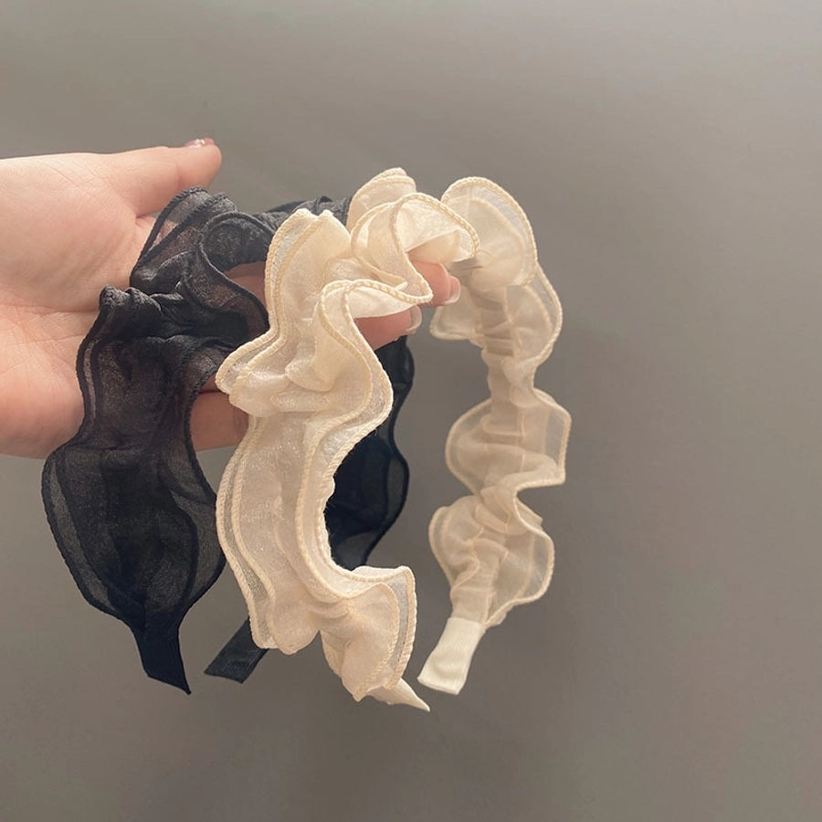 fashion solid color gauze pleated hair band 1 piece