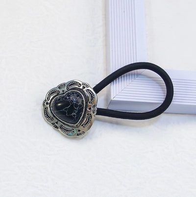 Women's Classical Ethnic Style Classic Style Cross Round Cattle Alloy Polyester Inlay Turquoise Hair Tie