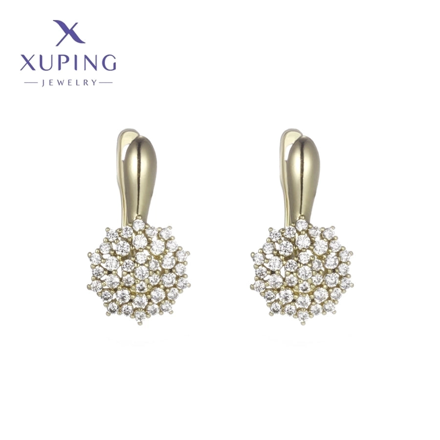 6 Pairs XUPING Simple Style Flower Plating Inlay Copper Artificial Gemstones 18K Gold Plated Earrings