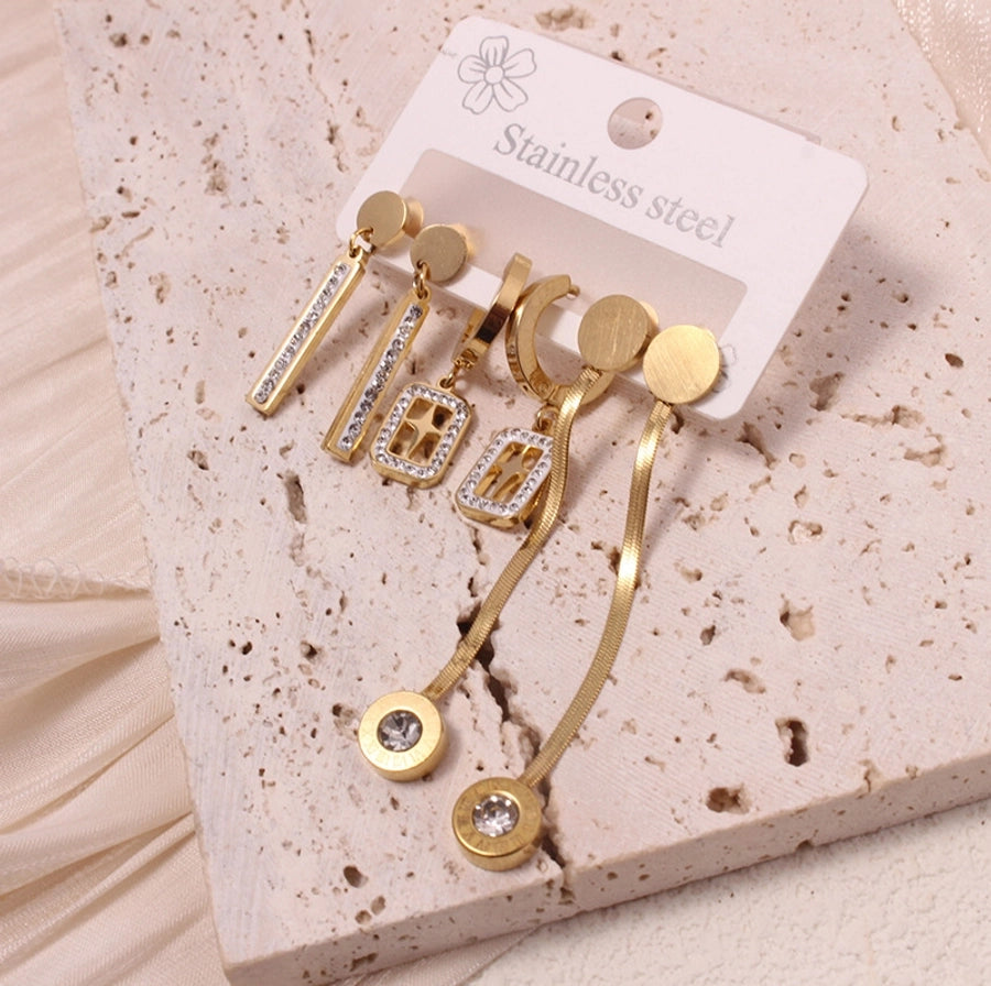 1 Set Vacation Simple Style Leaf Heart Shape Flower Plating Titanium Steel Drop Earrings