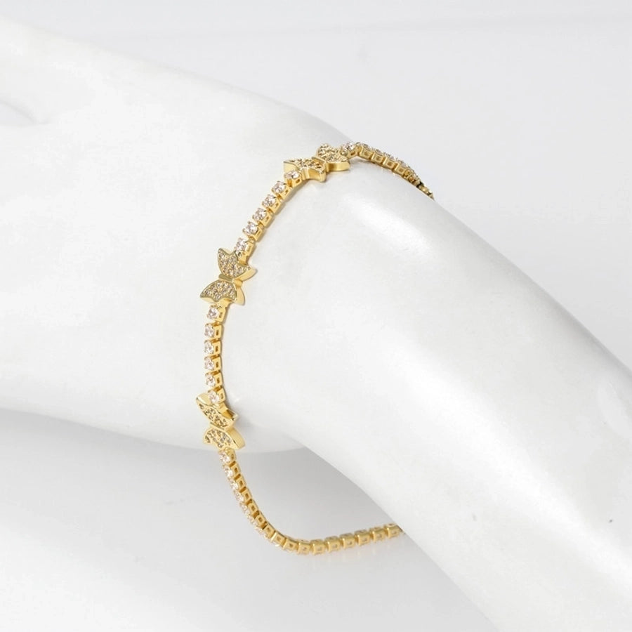 Copper 18K Gold Plated Inlay Butterfly Zircon Bracelets