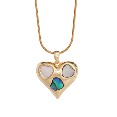 304 Stainless Steel Copper Heart Shape Pendant Necklace