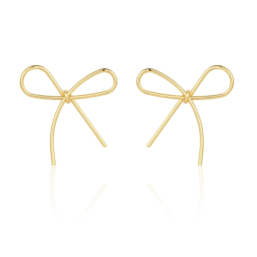 Women's bowknot earrings  lightweight  simple butterfly fashion elegant simple line ear studs earrings