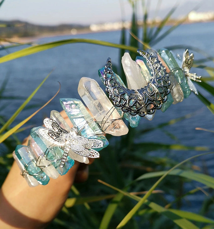 Women's Simple Style Commute Color Block Alloy Inlay Natural Stone Gem Crystal Crown