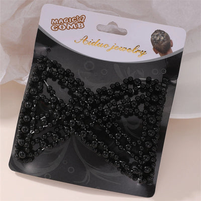 Women's Simple Style Solid Color Plastic Resin Beaded Insert comb