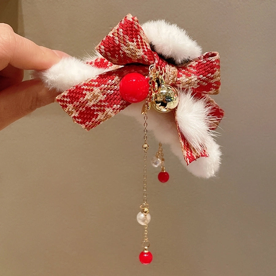 Christmas Casual Simple Style Streetwear Women's Bow Knot Arylic Alloy Hair Claws