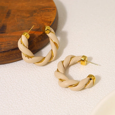 1 Pair IG Style Vacation Commute C Shape Plating 304 Stainless Steel Artificial Leather Earrings