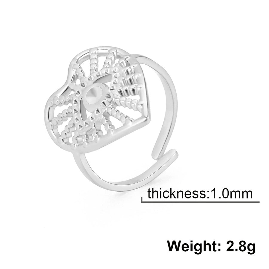 Jewelry Simple Style Heart Shape Eye 304 Stainless Steel 14K Gold Plated Hollow Out Open Rings