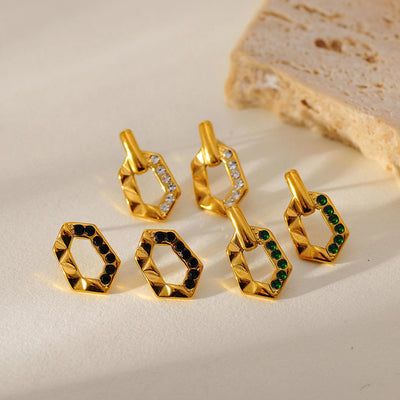 1 Pair Elegant Vintage Style Geometric 304 Stainless Steel Zircon Ear Studs