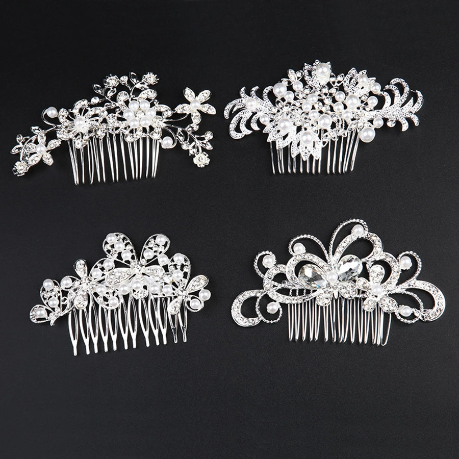 Alloy white rhinestone hair comb clip International station Hot Pearl Flower  bridal headdress hair accessories bridal accessories