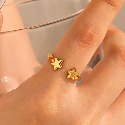 Jewelry Simple Style IG Style Star 304 Stainless Steel 18K Gold Plated Open Rings