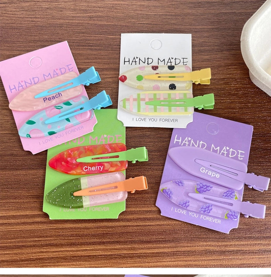 Women's IG Style Cute Stripe Fruit Solid Color Plastic Resin Hair Clip