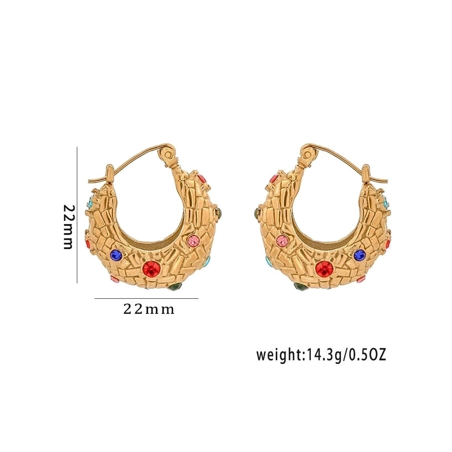 1 Pair Elegant Simple Style U Shape Plating Inlay 304 Stainless Steel Rhinestones 18K Gold Plated Earrings