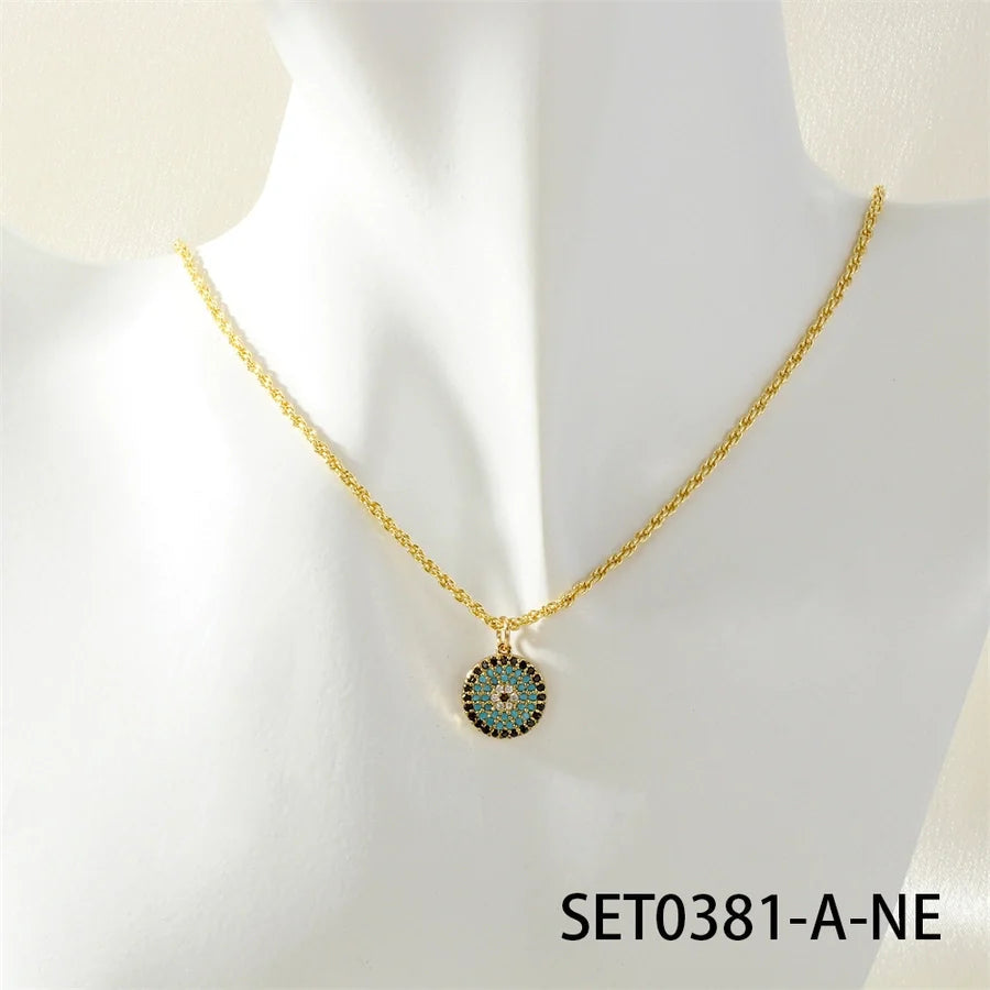 Jewelry Hip-Hop Eye Copper Zircon Inlay Bracelets Necklace