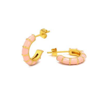 1 Pair Simple Style Classic Style C Shape Enamel Copper Zircon Ear Studs