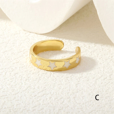 Jewelry Cute Pentagram Copper Enamel Open Rings