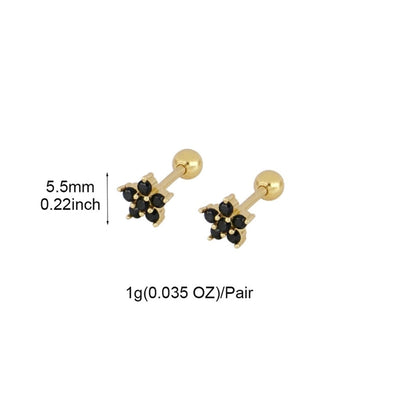 1 Pair IG Style Simple Style Flower Inlay Copper Zircon Gold Plated Ear Studs