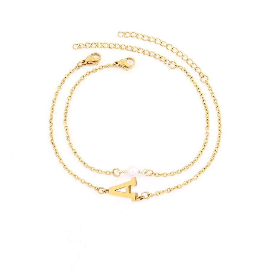 Elegant Simple Style Classic Style Letter 201 Stainless Steel 304 Stainless Steel Artificial Pearl Stainless Steel Bracelets In Bulk