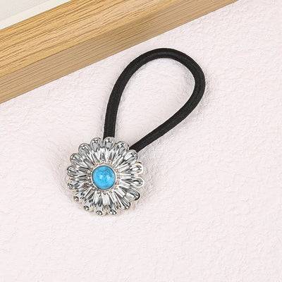 Women's Classical Ethnic Style Classic Style Cross Round Cattle Alloy Polyester Inlay Turquoise Hair Tie