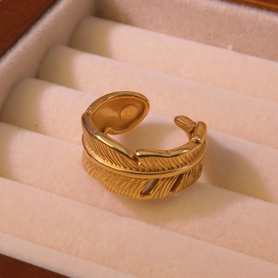 Jewelry Lady Novelty Streetwear Geometric Rectangle 304 Stainless Steel Shell 18K Gold Plated Inlay Open Rings