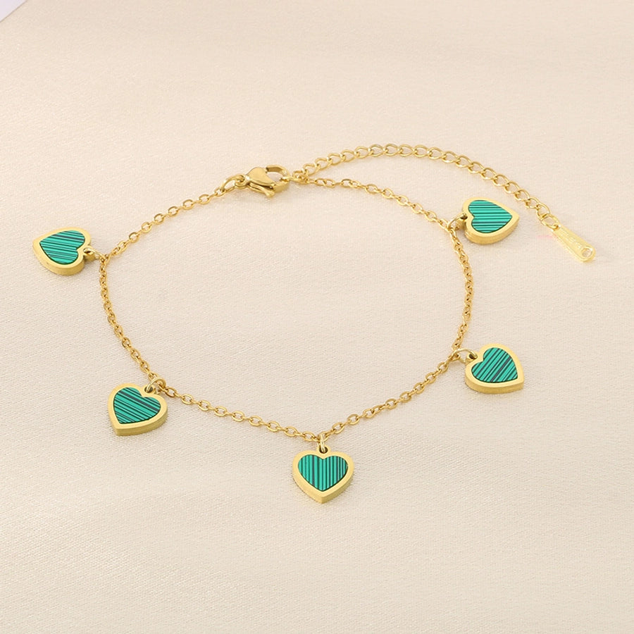 Simple Style Heart Shape 304 Stainless Steel 18K Gold Plated Bracelets In Bulk