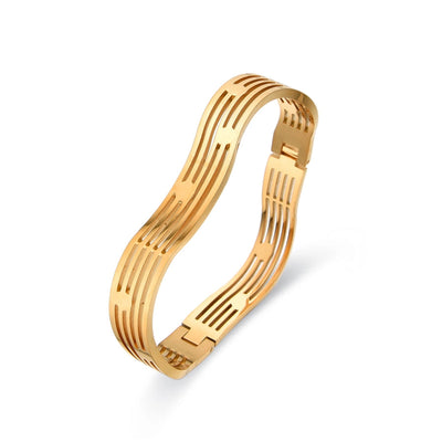 Casual Elegant Geometric Titanium Steel Rose Gold Plated White Gold Plated Gold Plated Bangle In Bulk