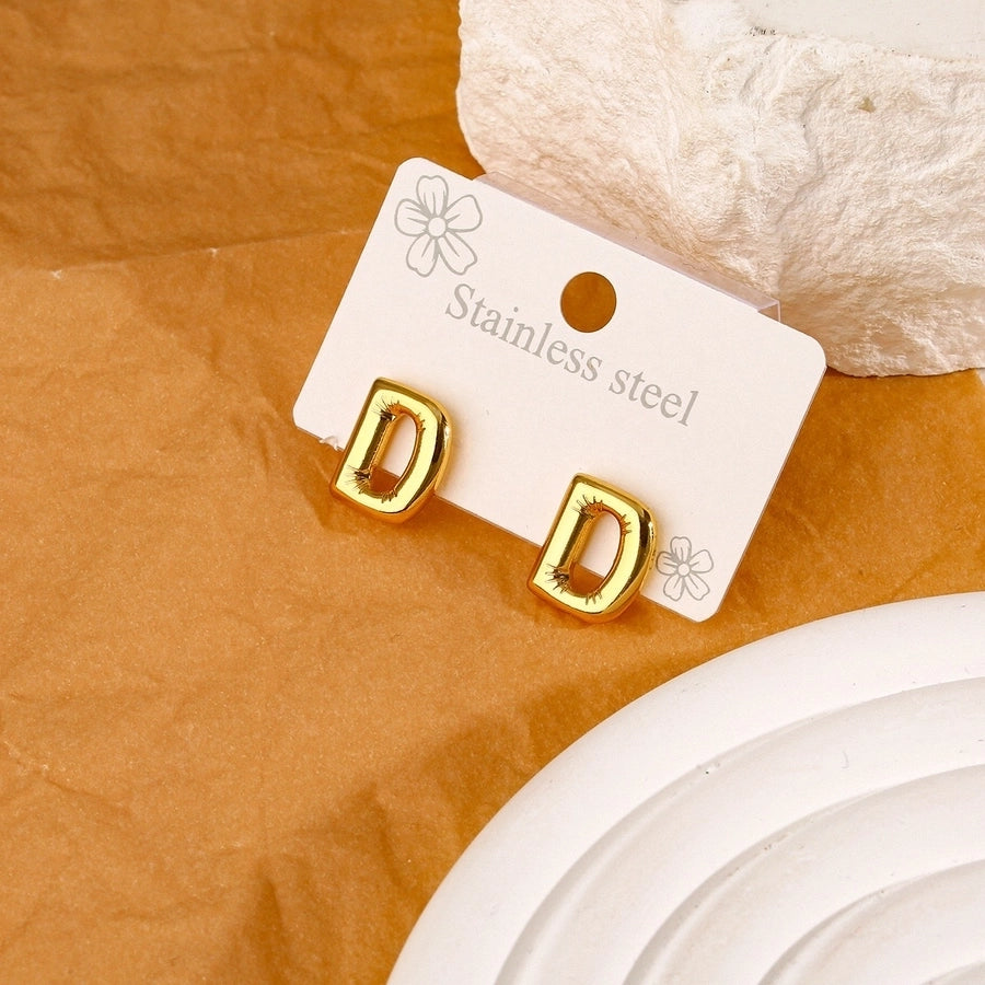 1 Pair Simple Style Classic Style Letter 304 Stainless Steel 18K Gold Plated Ear Studs