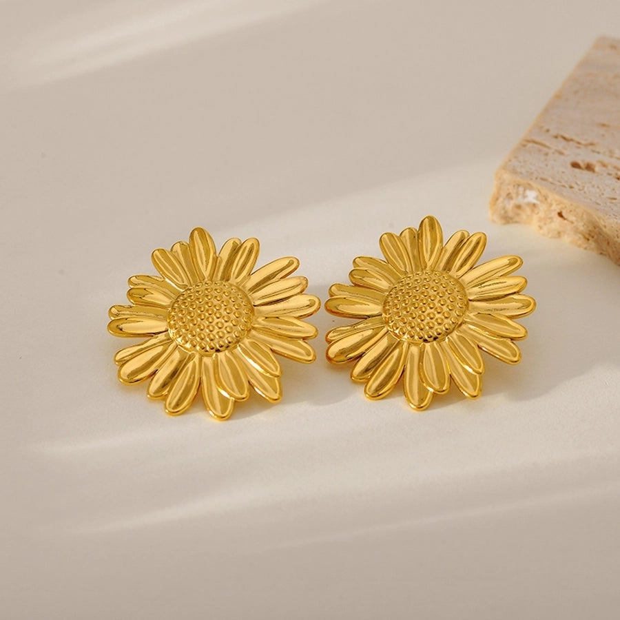 1 Pair Elegant Classic Style Geometric Circle Flower 304 Stainless Steel Ear Studs