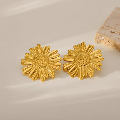 1 Pair Elegant Classic Style Geometric Circle Flower 304 Stainless Steel Ear Studs