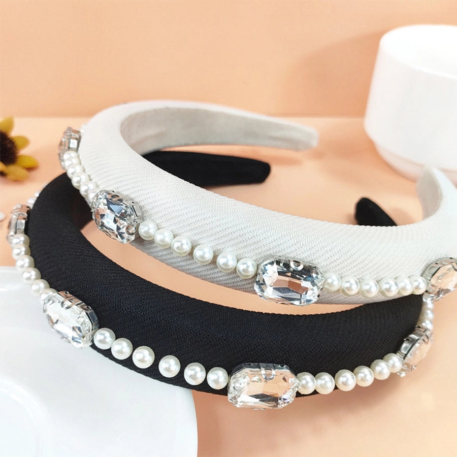 sweet solid color cloth plating inlay rhinestones hair band