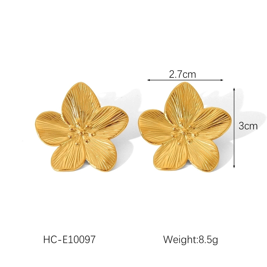 1 Pair IG Style Flower Plating Inlay 304 Stainless Steel Pearl 18K Gold Plated Ear Studs